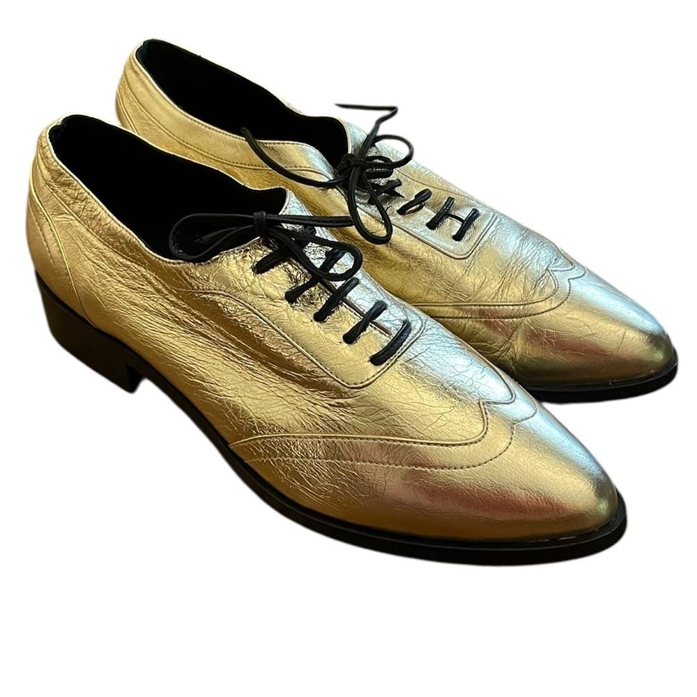 ANINE BING Kate Oxford Shoes Gold Foil